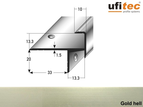 ufitec® Treppenkantenprofil beidseitig für Laminat u. Parkett - Belagshöhen von 13,3 mm-Alu eloxiert