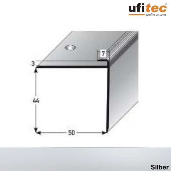 ufitec® Einschubprofil für Belagshöhen bis 3 mm mit 44 mm Nase Treppen-/Stufen Abschlussprofil