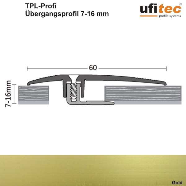 Dehnungsfugenprofil / Übergangsprofil ufitec® TPL Profi - für Belagshöhen von 7-16 mm, Breite: 60 mm