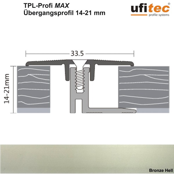 Dehnungsfugenprofil / Übergangsprofil ufitec® TPL Profi MAX - Belagshöhen 14-21 mm, Breite: 33 mm