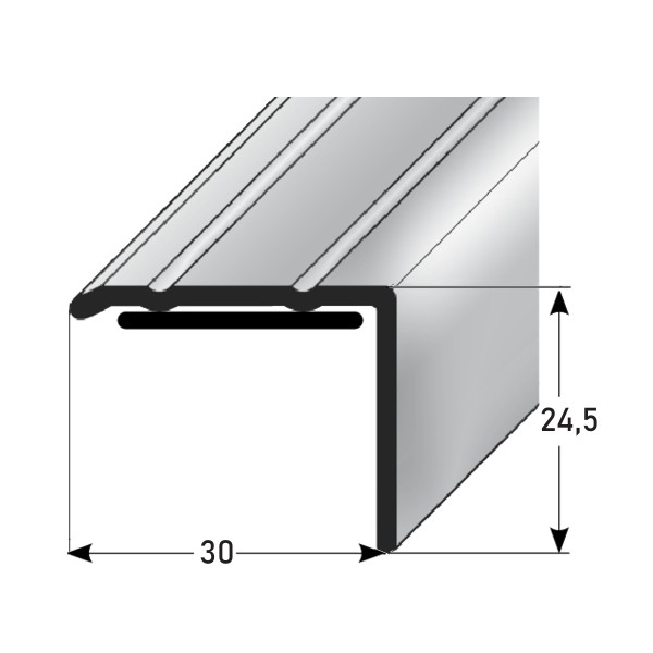 ufitec® Winkelprofil / Treppenkantenprofil - selbstklebend - 30 x 24,5 mm - Alu eloxiert