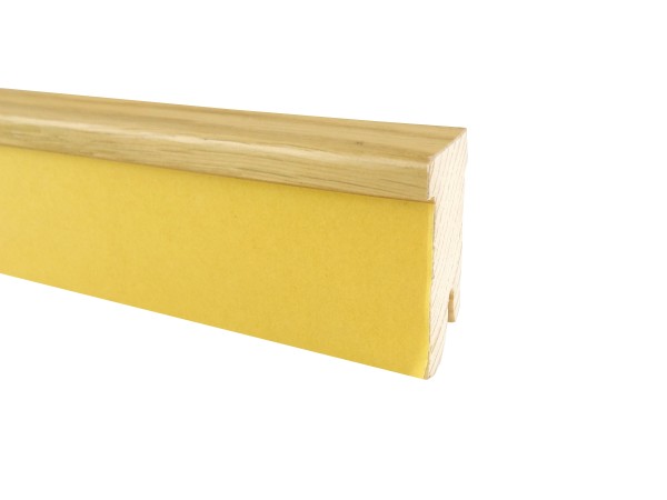 Eiche Holz Sockelleiste mit Ausfräsung für Kork- und Designböden, Format: 18 x 50 x 2700 mm