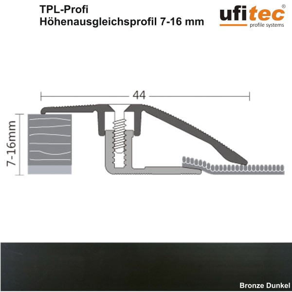 ufitec® Höhenausgleichsprofil / Niveauausgleichsprofil - TPL Profi - für Belagshöhen von 7-16 mm