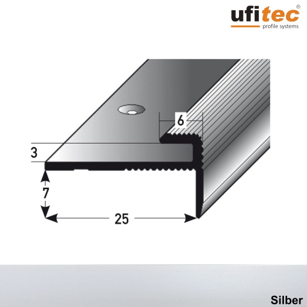 ufitec® Einschubprofil für Belagshöhen bis 3 mm mit 7 mm Nase Treppen-/Stufen Abschlussprofil