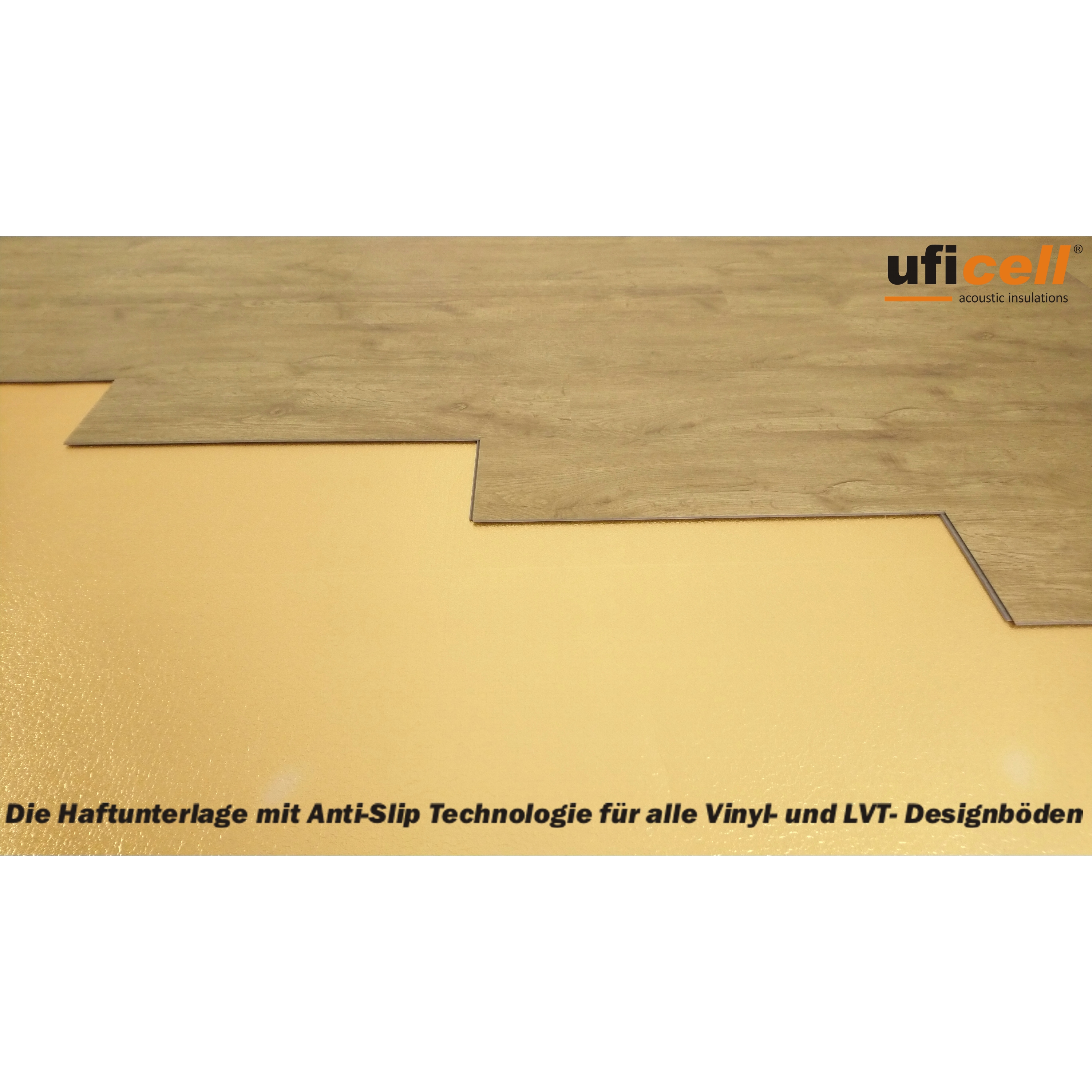uficell® VINOSILENT premium Vinyl Trittschalldämmung mit Anti-Rutsch  Oberfläche für Rigid Vinyl-/LVT-Böden - Dichte: 1600 kg/m³