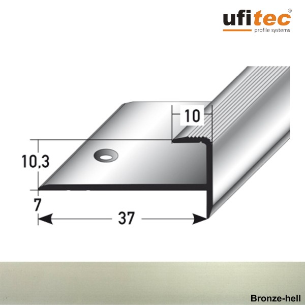ufitec® Einschubprofil für Belagshöhen bis 10,3 mm mit 7 mm Nase Treppen-/Stufen Abschlussprofil
