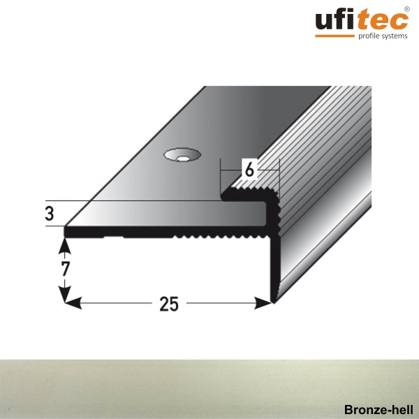 ufitec® Einschubprofil für Belagshöhen bis 3 mm mit 7 mm Nase Treppen-/Stufen Abschlussprofil