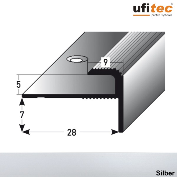 ufitec® Einschubprofil für Belagshöhen bis 5 mm | 7 mm Nase Treppen-/Stufen Abschlussprofil