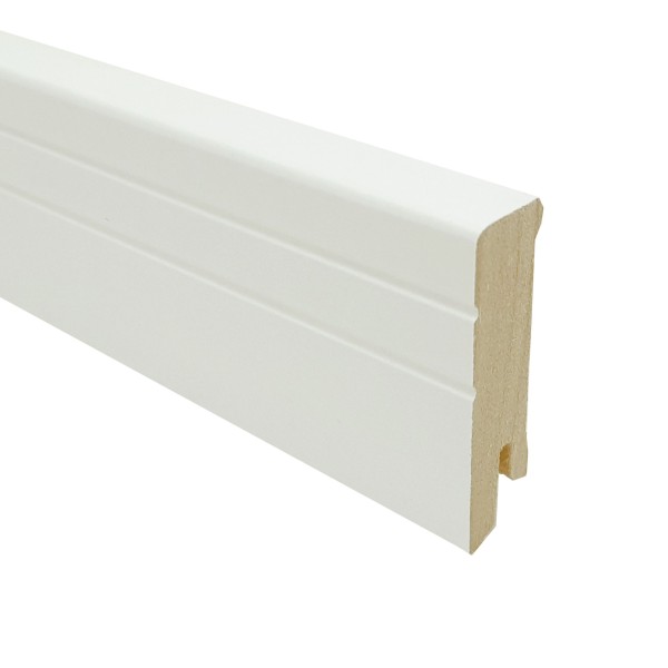 TRECOR® CUBE NEO Sockelleiste, Fußleiste 16 x 58 mm in Weiß RAL 9016 - CLIPSTAR Fräsung