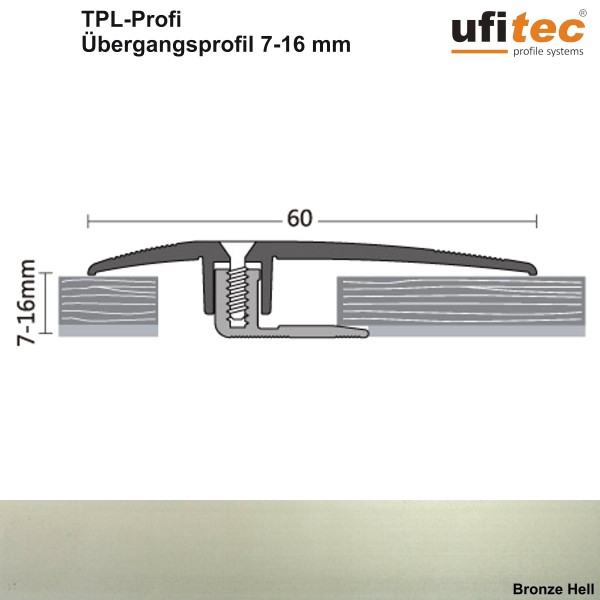 Dehnungsfugenprofil / Übergangsprofil ufitec® TPL Profi - für Belagshöhen von 7-16 mm, Breite: 60 mm