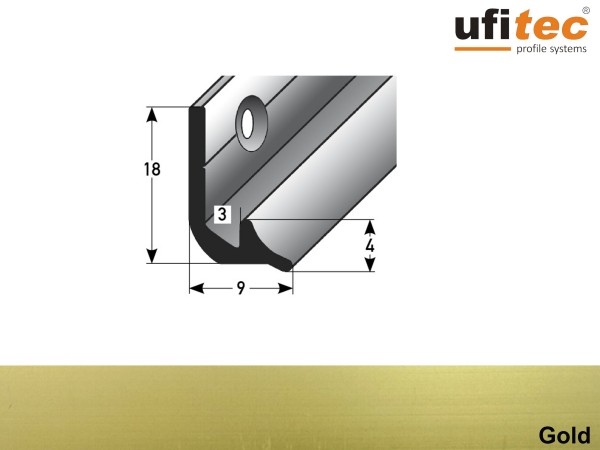 ufitec® Treppeninneneckenprofil für Vinylböden für Belagshöhen von 3 mm - Alu eloxiert
