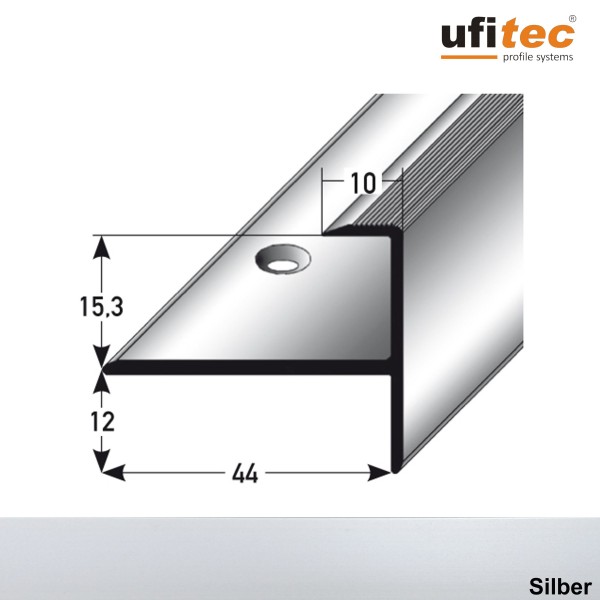 ufitec® Einschubprofil für Belagshöhen bis 15,3 mm mit 12 mm Nase Treppen-/Stufen Abschlussprofi