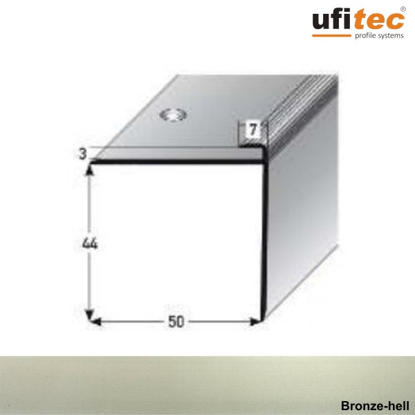 ufitec® Einschubprofil für Belagshöhen bis 3 mm mit 44 mm Nase Treppen-/Stufen Abschlussprofil