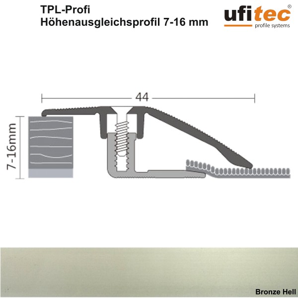 ufitec® Höhenausgleichsprofil / Niveauausgleichsprofil - TPL Profi - für Belagshöhen von 7-16 mm