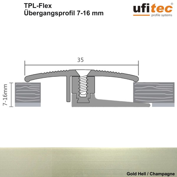 ufitec® TPL PROFI Flex Übergangsprofil / Höhenausgleich für Belagshöhen von 7-16 mm