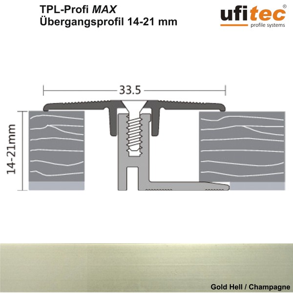 Dehnungsfugenprofil / Übergangsprofil ufitec® TPL Profi MAX - Belagshöhen 14-21 mm, Breite: 33 mm