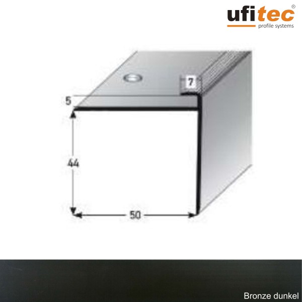 ufitec® Einschubprofil für Belagshöhe bis 5 mm | 44 mm Nase Treppen-/Stufen Abschlussprofil