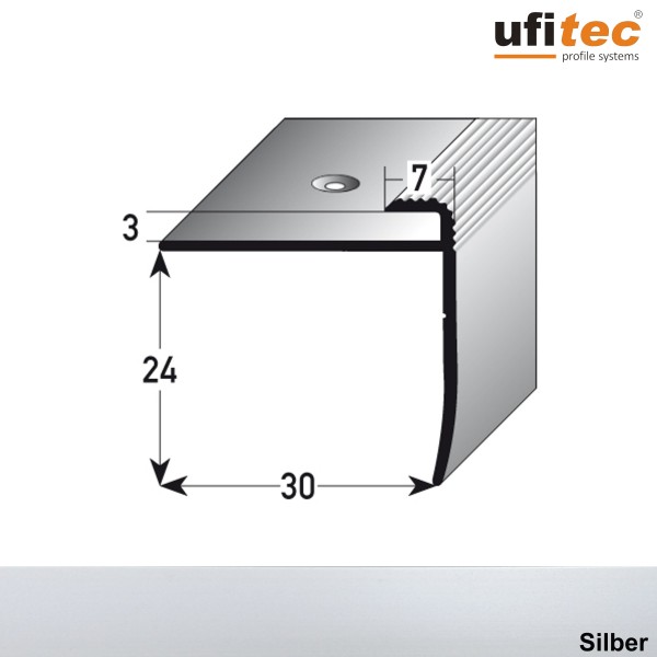 ufitec® Einschubprofil für Belagshöhen bis 3 mm mit 24 mm Nase Treppen-/Stufen Abschlussprofil