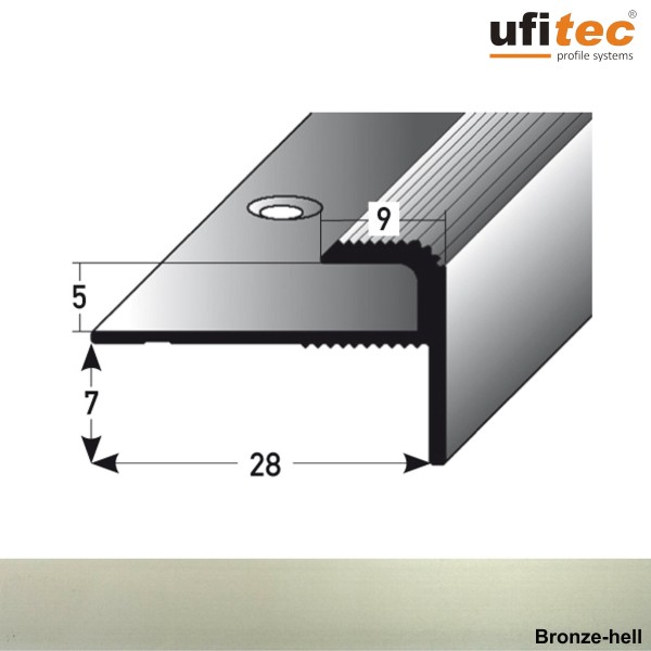 ufitec® Einschubprofil für Belagshöhen bis 5 mm | 7 mm Nase Treppen-/Stufen Abschlussprofil