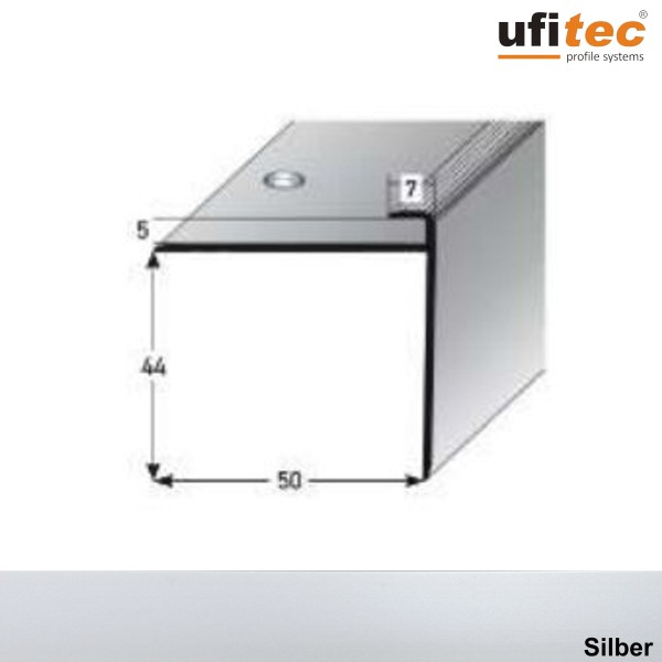 ufitec® Einschubprofil für Belagshöhe bis 5 mm | 44 mm Nase Treppen-/Stufen Abschlussprofil