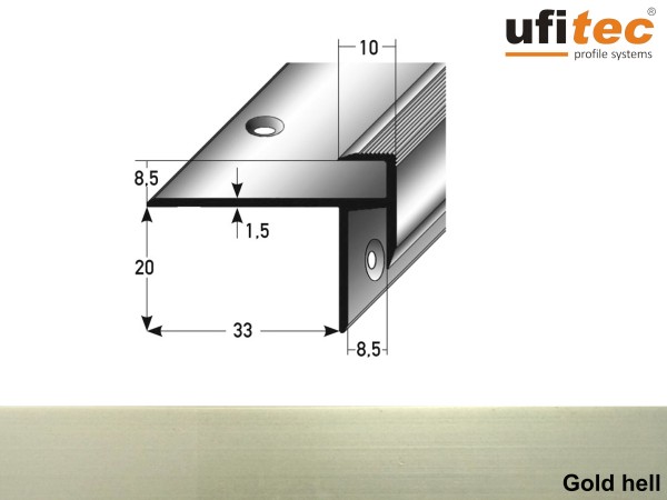 ufitec® Treppenkantenprofil beidseitig für Laminat u. Parkett - Belagshöhen von 8,5 mm Alu eloxiert