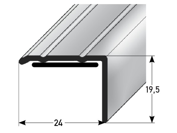 ufitec® Winkelprofil / Treppenkantenprofil - selbstklebend - 24 x 19,5 mm - Alu eloxiert