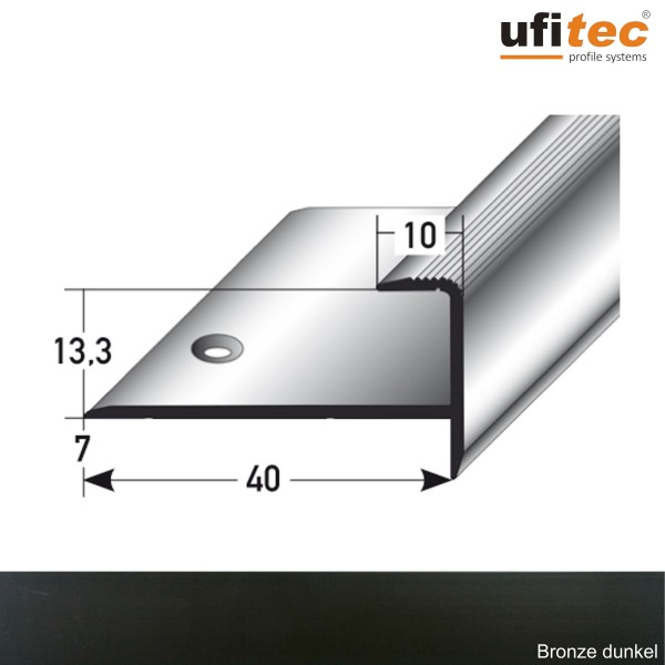 ufitec® Einschubprofil für Belagshöhen bis 13,3 mm mit 7 mm Nase Treppen-/Stufen Abschlussprofi